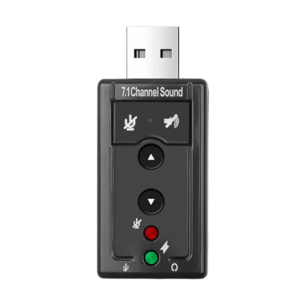 Tarjeta de Sonido Externa USB 7.1 3D con Control de Audio - Negro