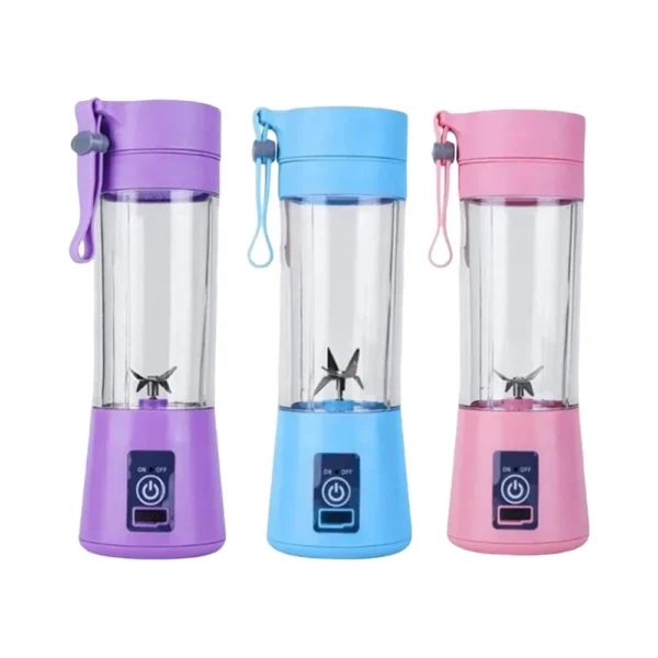 minibatidora-electrica-recargable-morado-rosado Licuadora Portátil Recargable USB Genérica 380ml de 6 Aspas - 40W para Batidos y Gimnasio
