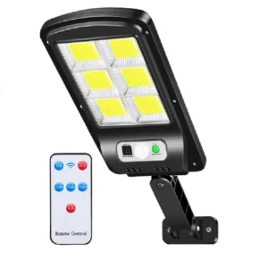Reflector Lámpara Solar LED Exterior con Sensor de Movimiento y Control - Negro