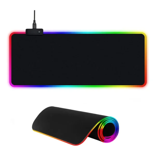 alfombrilla-teclado-mouse-led-base-antideslizante Pad Mouse Gamer RGB Iluminado XL 80x30 cm para Teclado - Negro
