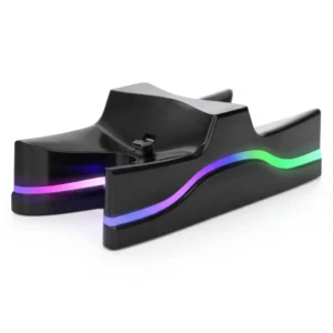 base-cargadora-ufo-controles-playstation-4-luces-led-negro Cargador para mandos PS4 Estación LED UFO KHPS4-06 - Negro