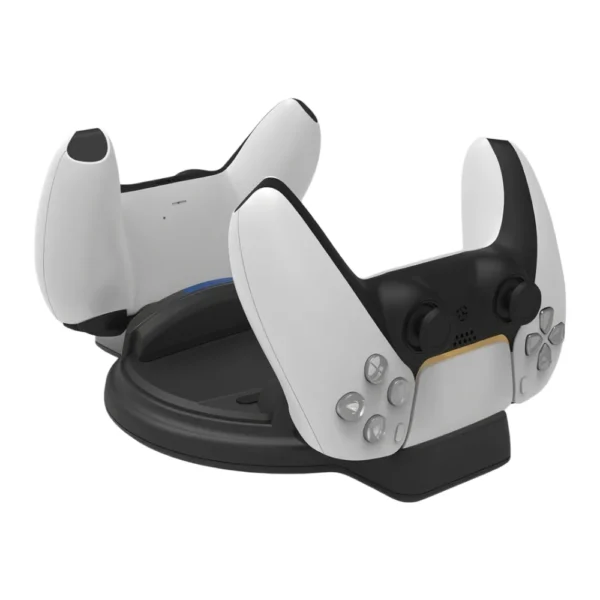 estacion-carga-controles-dualsense-playstation-5-clasica Soporte Vertical PS5 FAT con Cargador Dual de Mandos Mimd SND-465 - Negro
