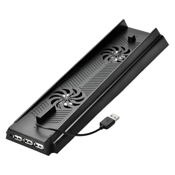 Soporte Base Vertical, 2 Cooler y 3 Hub USB PS4 FAT KJHPS4-05 - Negro
