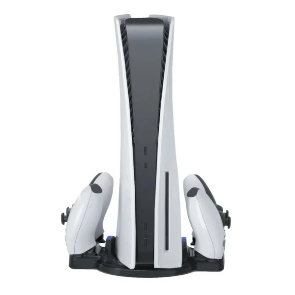 stand-organizador-puertos-usb-mandos-ps5 Soporte Vertical PS5 FAT con Cargador Dual de Mandos Mimd SND-465 - Negro