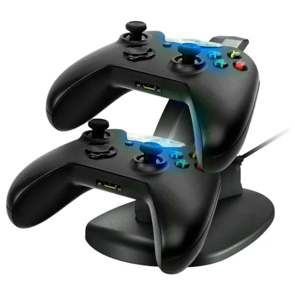 base-soporte-usb-cargador-indicador-led-gaming Cargador Doble para Mandos Xbox One S/X HB-X001B - Negro