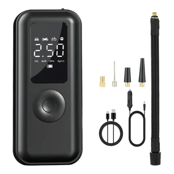mini-compresor-aire-150-psi-auto-moto-bicicleta Inflador De Llantas Portátil Mini Compresor Recargable Seisa AF-C03 - Negro