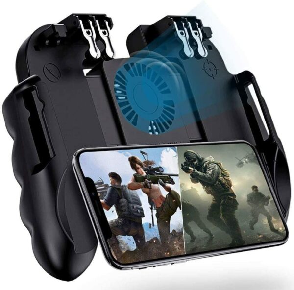 Mando Para Celular 4 Gatillos H9 Gamepad Cooler + Soporte 1 Mando Para Celular 4 Gatillos H9 Gamepad Cooler + Soporte