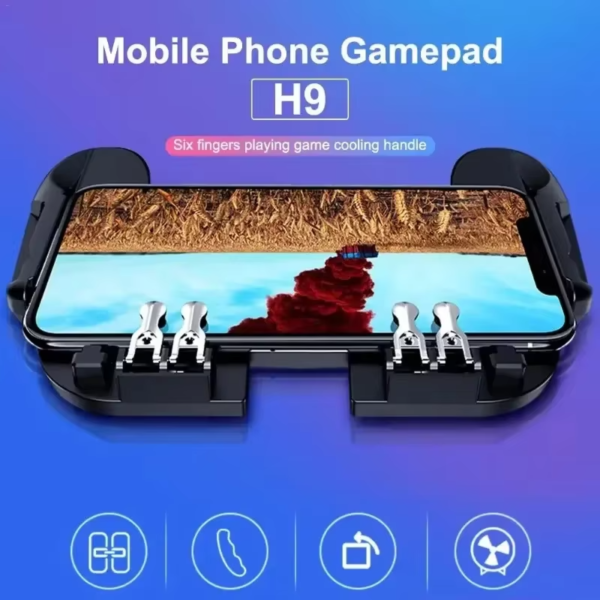 Mando Para Celular 4 Gatillos H9 Gamepad Cooler + Soporte 5 Mando Para Celular 4 Gatillos H9 Gamepad Cooler + Soporte
