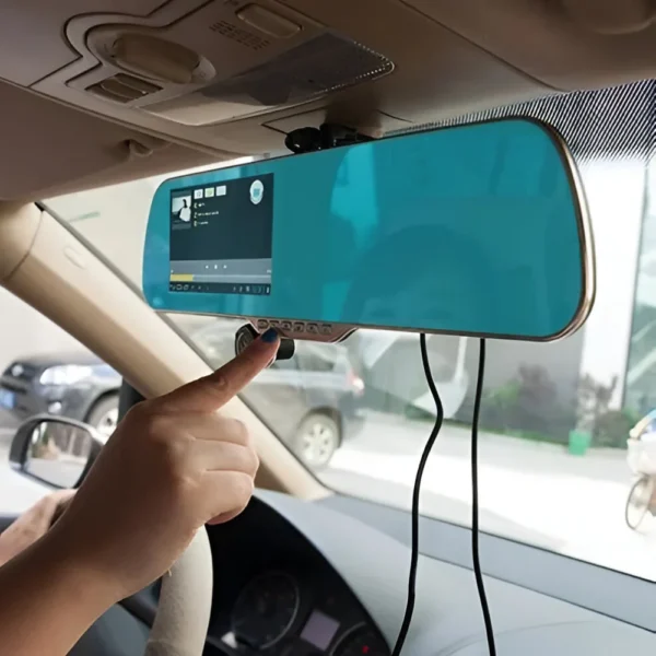 Cámara Espejo Retrovisor Auto Full HD 1080p 4.3" + Cámara Retroceso CD-D2 - Azul