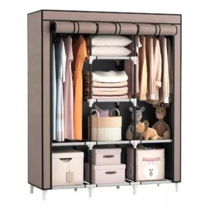 Ropero Organizador de Ropa Armable 3 Cuerpos con 8 Estantes y Cremallera
