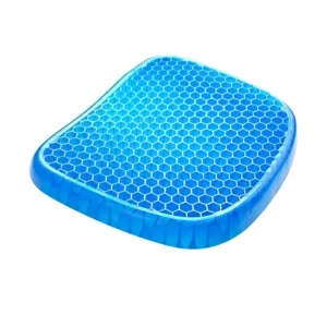 asiento-de-gel-ergonomico-diseño-panal-fresco-auto Cojín Ortopédico de Gel 1000g para Silla y Auto con Funda Antideslizante Azul