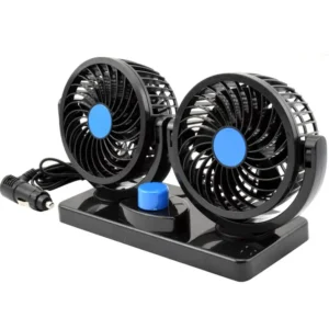 ventilador-giratorio-360-grados-2-velocidades-12v Ventilador Doble 360° Para Auto Camioneta 12V HF-V998 - Negro