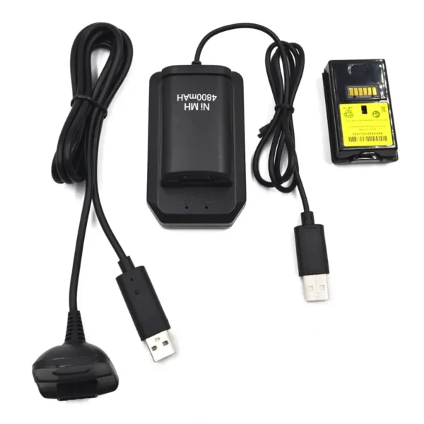 base-alimentacion-doble-mando-inalambrico-consola-clasica Kit 2 Baterías Recargables 4800mAh y Cargador para Mando Xbox 360 BN-X3608
