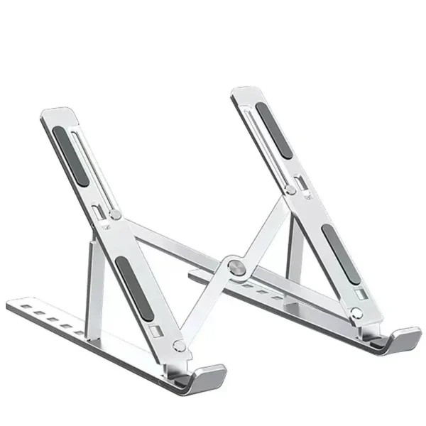 soporte-base-aluminio-laptop-ajustable-plateado Soporte Base de Aluminio Ajustable y Plegable para Laptop y Tablet