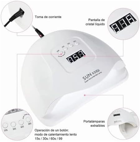 Lampara Led Uv Profesional Secadora Uñas 80W 36LED Manicure 6 Lampara Led Uv Profesional Secadora Uñas 80W 36LED Manicure