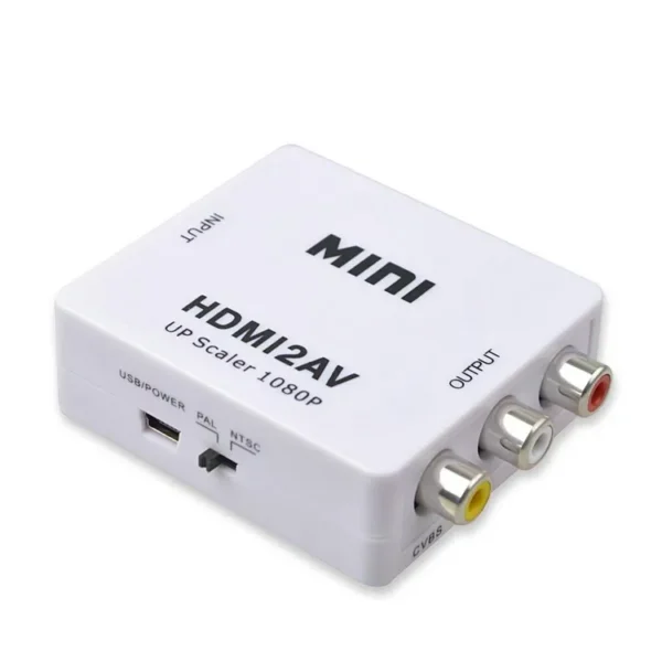 adaptador-convertidor-hdmi-a-rca-av-1080p-blanco Adaptador Convertidor HDMI a RCA AV Audio y Video - Blanco