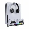 base-carga-dual-ps5-montaje-pared-auriculares Rack y Soporte de Montaje en Pared Cargador PS5 RGB YZC-505 - Blanco