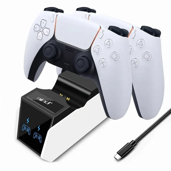 cargador-dualsense-playstation-5 Cargador de Mandos PS5 Estación de Carga Dual Mimd SND-462 - Blanco