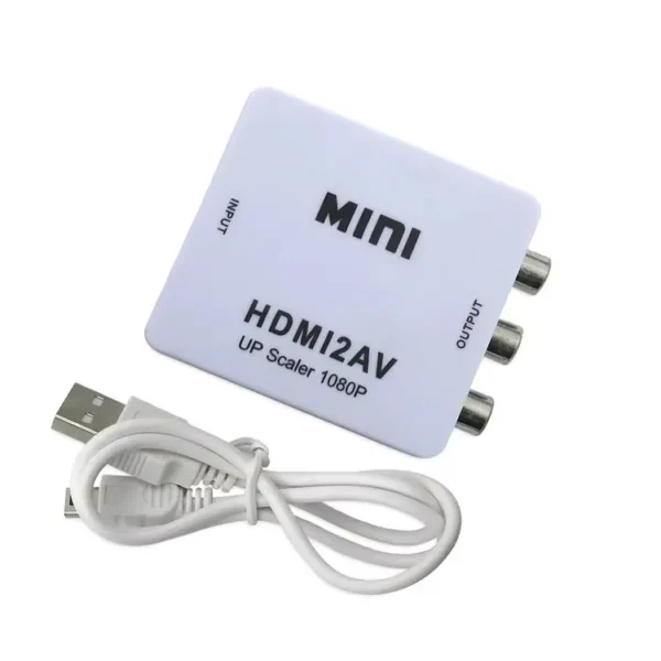 mini-conversor-hdmi2av-audio-video-tv-antigua Adaptador Convertidor HDMI a RCA AV Audio y Video - Blanco