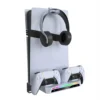 soporte-flotante-consola-playstation-5-luces-led Rack y Soporte de Montaje en Pared Cargador PS5 RGB YZC-505 - Blanco