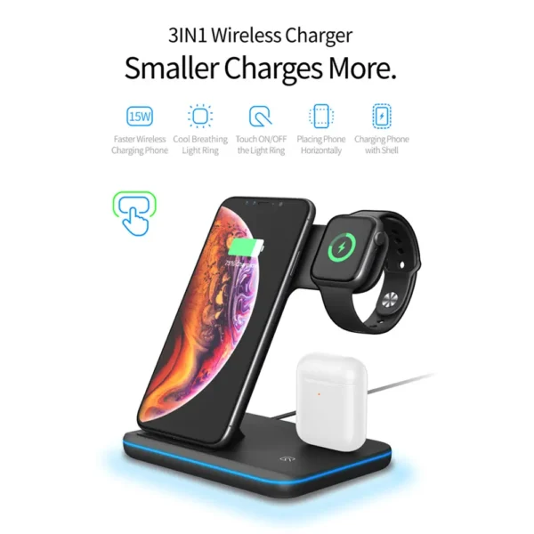 Cargador Inalámbrico Magnético 3 en 1 Para iPhone, AirPods y Apple Watch 9 Cargador Inalámbrico Magnético 3 en 1 Para iPhone, AirPods y Apple Watch