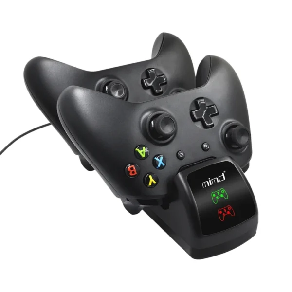 base-recargable-1200mah-accesorios-consola-microsoft Cargador de Mandos para Xbox One S/X Mimd SND-400 con 2 Baterías - Negro