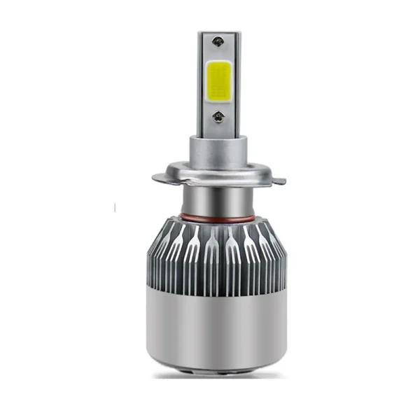 foco-led-automotriz-h7-ventilador-aluminio Kit Focos Led C6 H7 De 24w Iluminación Vehicular 6000K - Plateado