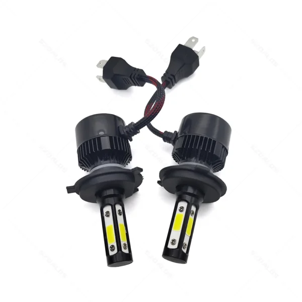 Kit Focos Led H4 De 24w 6000 Lúmenes 4 Lados 6000K - Negro