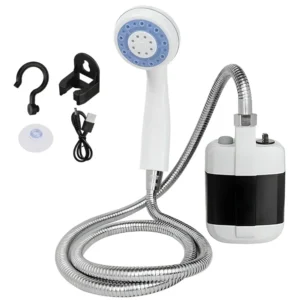 Ducha Eléctrica Portátil Recargable USB 2200mAh para Camping Playa y Mascotas - Blanco