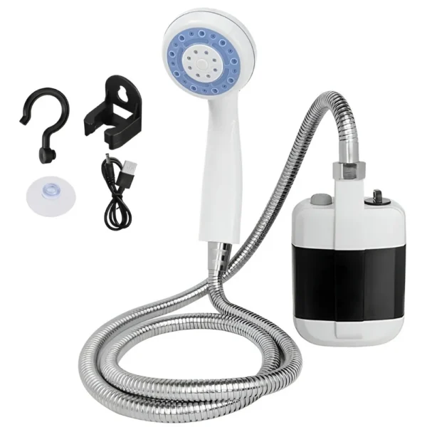 ducha-electrica-portatil-recargable-usb-camping Ducha Eléctrica Portátil Recargable USB 2200mAh para Camping Playa y Mascotas - Blanco