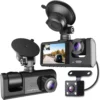 Cámara Dash Cam Triple para Auto 1080P con Visión Nocturna y Sensor G - Negro