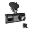 Cámara Dash Cam Triple para Auto 1080P con Visión Nocturna y Sensor G - Negro