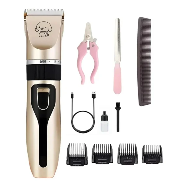 Kit Máquina De Cortar Pelo Para Mascotas Uso Doméstico Recargable GP-1171 - Dorado