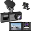 Cámara Dash Cam Triple para Auto 1080P con Visión Nocturna y Sensor G - Negro