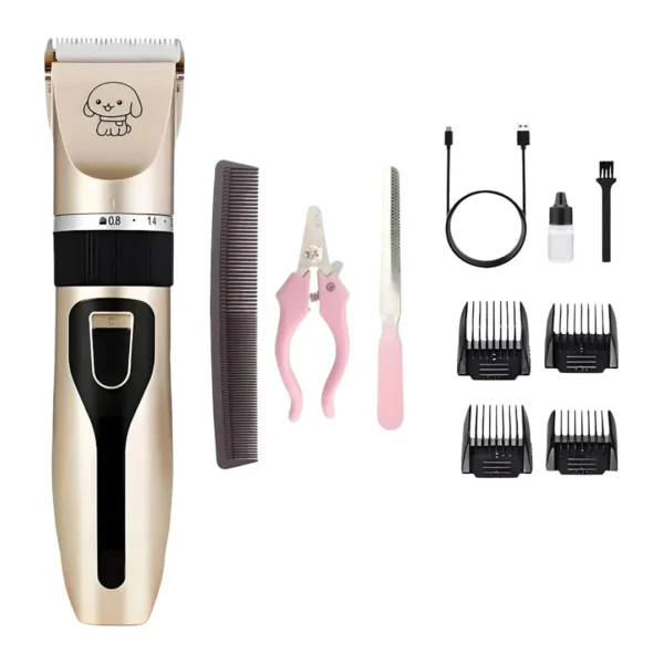 Kit Máquina De Cortar Pelo Para Mascotas Uso Doméstico Recargable GP-1171 - Dorado