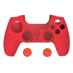 funda-silicona-ps5-dobe-tp5-0559-rojo-frontal Funda de Silicona Antideslizante Dobe TP5-0559 para Mando PS5 DualSense + Grips