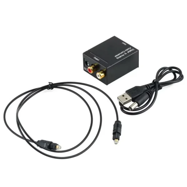 Conversor Convertidor De Audio Digital A RCA GNR + Cable Óptico - Negro