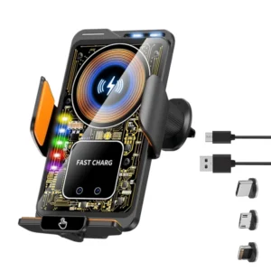 Soporte Holder Cargador Inalámbrico RGB para Auto 15W WH-FJ21