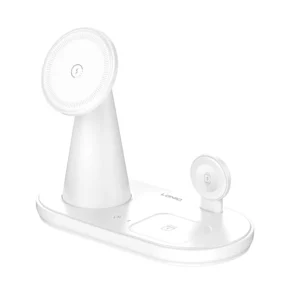 Cargador Inalámbrico Magnético LDNIO WL01 5 en 1 para iPhone, Samsung, Apple Watch y AirPods - Blanco