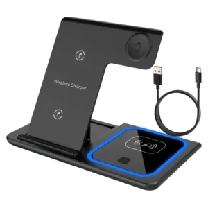 cargador-inalambrico-plegable-3-en-1-wh-x455-negro Cargador Inalámbrico Plegable 3 en 1 Wild Hero WH-X455 para iPhone, Apple Watch, AirPods y Samsung