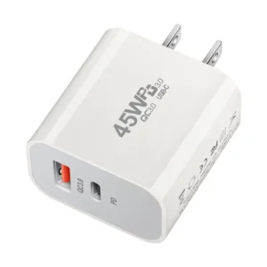 cargador-pared-carga-rapida-45w-gan-wh-45w Cargador de Pared Carga Rápida 45W PD 3.0 y QC 3.0 Wild Hero WH-45W - Blanco