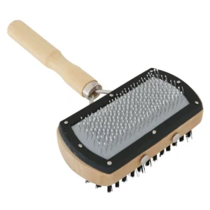 cepillo-cardador-doble-madera-perros-puas-metalicas Cepillo Cardador Doble 2 en 1 para Mascotas