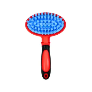 cepillo-masajeador-goma-mascotas-pelo-corto-rojo Cepillo Masajeador Ovalado de Goma para Perros y Gatos
